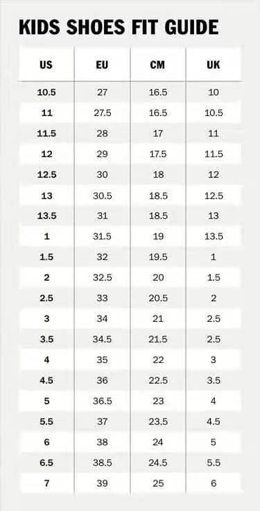 vans size chart