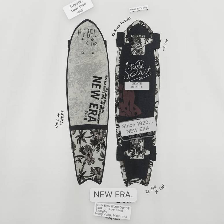 【New Era】 ★ CAPS ON THE SKATEBOARD T-SHIRTS ★ New Era Skater Rainbow T-Shirt